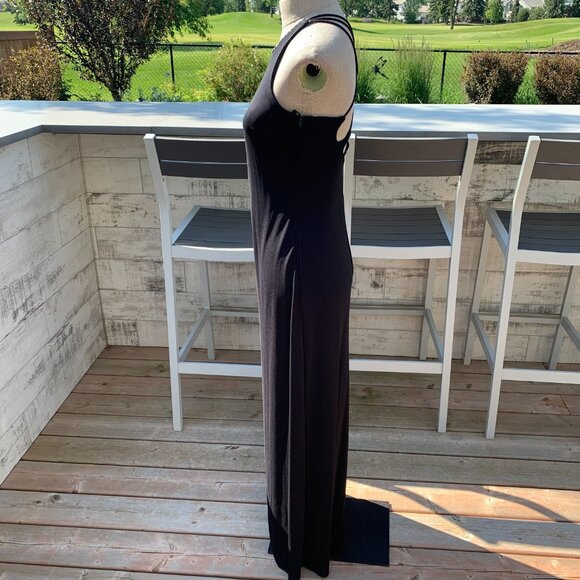 Vintage 90s Venessa Stevens Black Maxi Slip Dress Formal Evening Gown - Picture 5 of 16